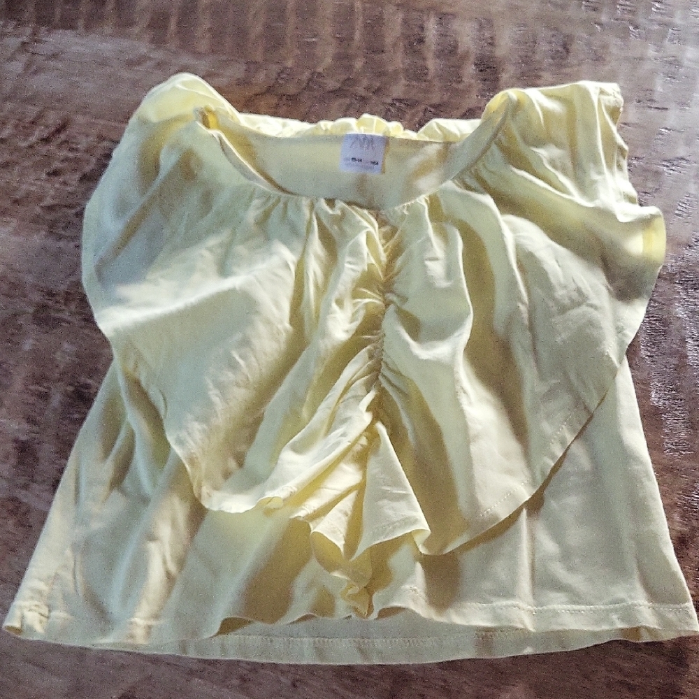 Zara Soft Yellow Ruffle Top